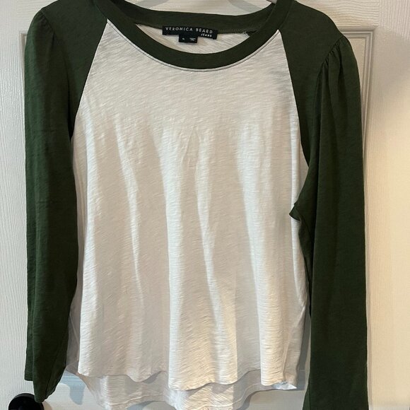 Veronica Beard  Mason Two-Tone Cotton Baseball Tee - Picture 1 of 5